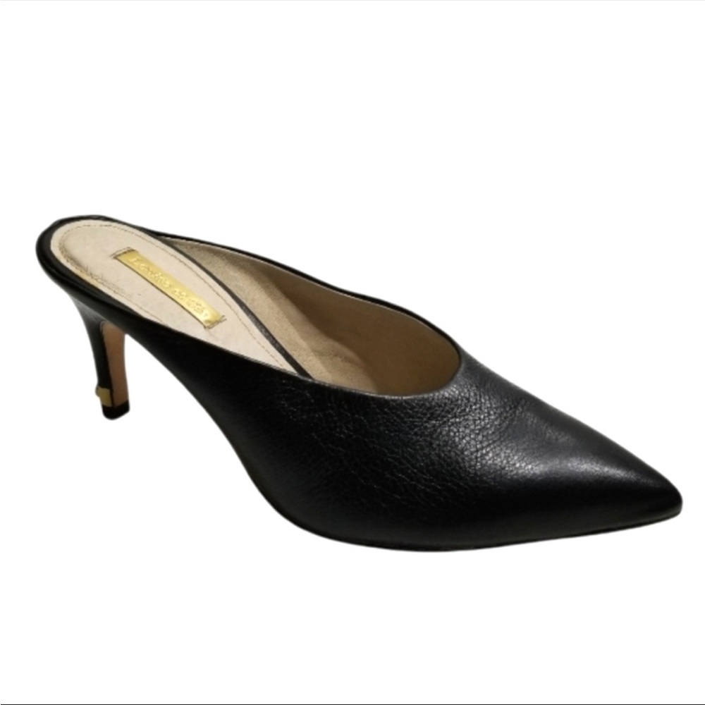 Louise et Cie Black Leather Slip-on Heels Mule 7.5M